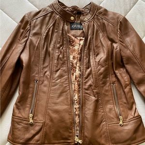 Guess brown leather jacket